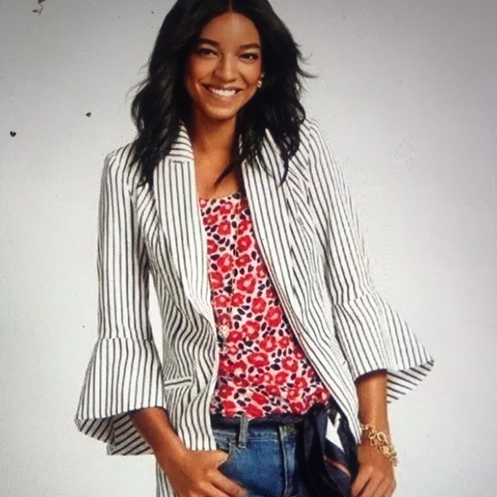 CAbi Ticking Stripe Bell Jacket Brand new size 2